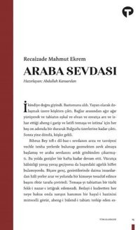 Araba Sevdası Recaizade Mahmut Ekrem Turkuvaz Kitap