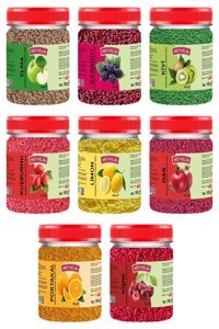 Meyvelin Elma-Karadut-Kivi-Kuşburnu-Limon-Nar-Portakal-Vişne Aromalı Toz Oralet 800 gr 8'li