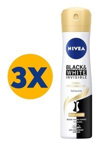 Nivea Black&White Invisible Sprey Kadın Deodorant 3x150 ml