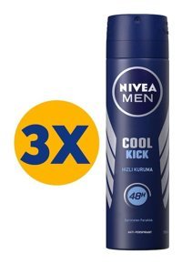Nivea Cool Kick Sprey Erkek Deodorant 3x150 ml