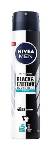 Nivea Black&White Invisible Fresh Sprey Erkek Deodorant 200 ml