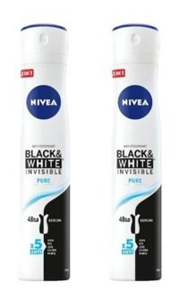 Nivea Black&White Invisible Pure Sprey Kadın Deodorant 2x200 ml