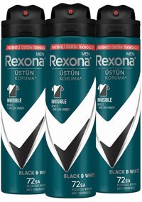 Rexona Black&White Invisible Erkek Deodorant 3x150 ml