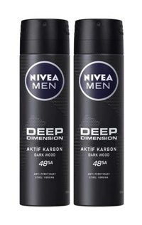 Nivea Deep Dimension Dark Wood Sprey Erkek Deodorant 2x150 ml