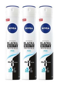 Nivea Black&White Invisible Pure Sprey Kadın Deodorant 3x200 ml
