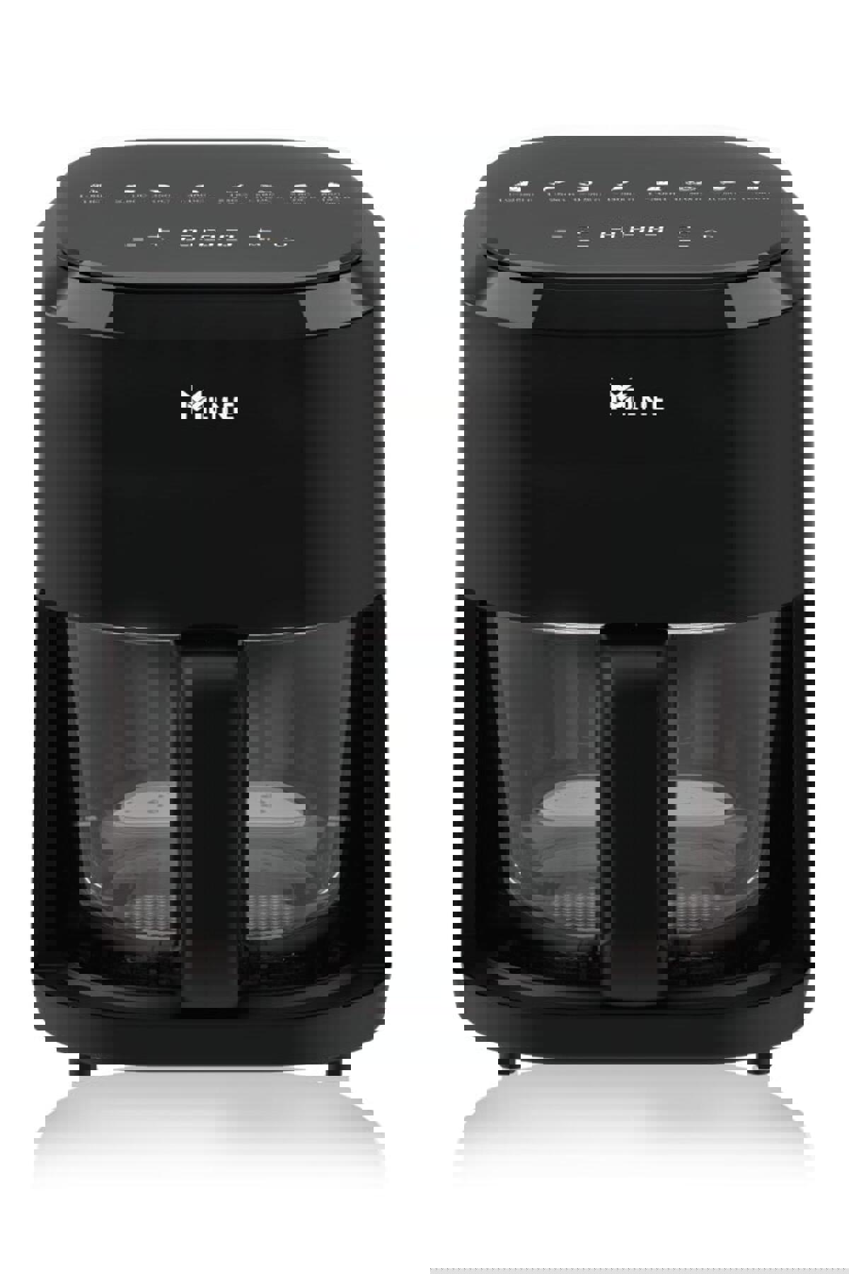 Mi Line Cam Hazne Airfryer 4 lt Tek Hazneli Izgara Yapan Led Ekranlı Yağsız Sıcak Hava Fritözü Siyah