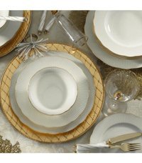 Kütahya Porselen İlay 24 Parça 6 Kişilik Bone China Porselen Yuvarlak Yemek Takımı