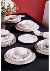 Neva N3276 24 Parça 6 Kişilik Bone China Porselen Yuvarlak Yemek Takımı