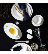 Jumbo Moon Gold Parça 12 Kişilik Bone China Porselen Yuvarlak Yemek Takımı