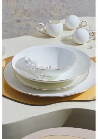 Karaca Fine Pearl Extra Chanak 62 Parça 12 Kişilik Porselen Yuvarlak Yemek Takımı