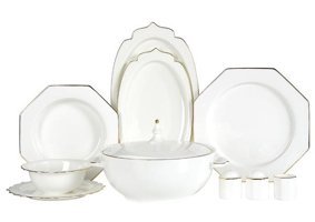 Korkmaz Mavera Collection 60 Parça 4 Kişilik Porselen Çokgen Yemek Takımı
