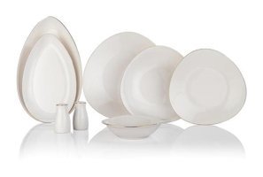 Schafer Dina 56 Parça 12 Kişilik Porselen Elips Yemek Takımı