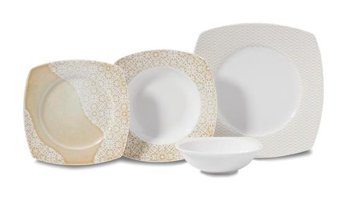 Korkmaz Serra Collection 24 Parça 6 Kişilik Porselen Kare Yemek Takımı