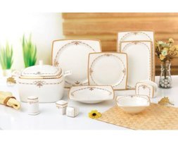 Remetta Rd -810 60 Parça 12 Kişilik Bone China Porselen Kare Yemek Takımı