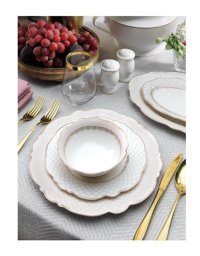 Pierre Cardin Lenora 60 Parça 12 Kişilik Bone China Porselen Yuvarlak Yemek Takımı