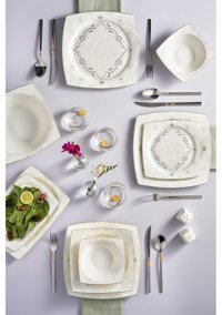 Karaca Classy 57 Parça 12 Kişilik Bone China Porselen Kare Yemek Takımı