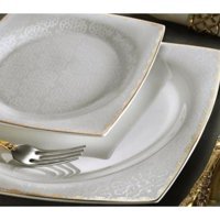 Aryıldız 31018 60 Parça 12 Kişilik Bone China Porselen Kare Yemek Takımı