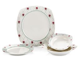 Neva N675 24 Parça 6 Kişilik Porselen Kare Yemek Takımı