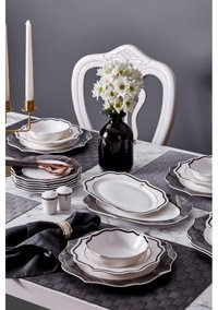 Neva N3246 28 Parça 6 Kişilik Bone China Porselen Yuvarlak Yemek Takımı