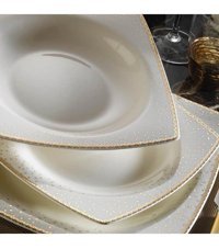 Kütahya Porselen 1175021 62 Parça 12 Kişilik Bone China Porselen Kare Yemek Takımı