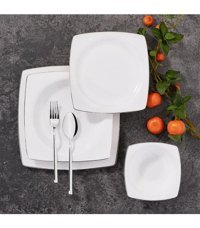 Korkmaz A8433 60 Parça 12 Kişilik Porselen Kare Yemek Takımı