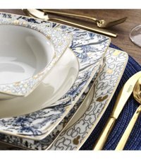 Schafer Alt60 Shf 60 Parça 12 Kişilik Bone China Porselen Kare Yemek Takımı