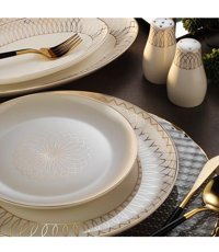 Aryıldız Bone Umbrella Tılsım 60 Parça 6 Kişilik Bone China Porselen Yuvarlak Yemek Takımı