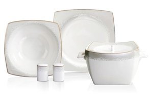 Korkmaz A8450 60 Parça 12 Kişilik Porselen Kare Yemek Takımı