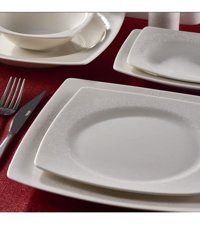 Güral Porselen 54981 62 Parça 12 Kişilik Bone China Porselen Kare Yemek Takımı