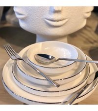 Seramikci Sufi 24 Parça 6 Kişilik Bone China Porselen Yuvarlak Yemek Takımı