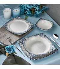 Gelincik 5605 24 Parça 6 Kişilik Porselen Kare Yemek Takımı