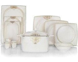 Schafer Alt04 Shf7 60 Parça 12 Kişilik Bone China Porselen Kare Yemek Takımı