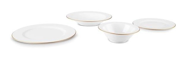 Karaca Eva Gold 24 Parça 60 Kişilik Bone Yuvarlak Yemek Takımı