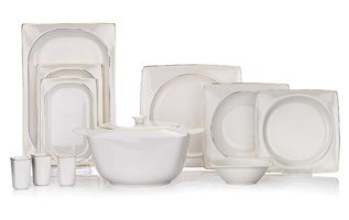 Schafer Glamor Pure 60 Parça 12 Kişilik Bone China Porselen Kare Yemek Takımı