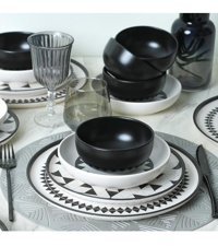 Keramika Pattern Nordic 24 Parça 6 Kişilik Seramik Yuvarlak Yemek Takımı