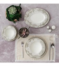 Güral Porselen 5502 61 Parça 12 Kişilik Bone China Porselen Yuvarlak Yemek Takımı
