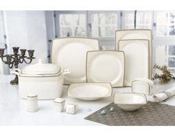 Remetta Rd -816 60 Parça 12 Kişilik Bone China Porselen Kare Yemek Takımı