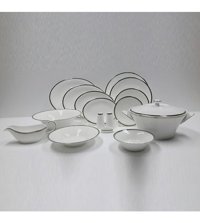 Evaliza Coupe Paisley Platin 60 Parça 12 Kişilik Porselen Yuvarlak Yemek Takımı