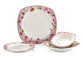 Neva N670 24 Parça 6 Kişilik Porselen Kare Yemek Takımı