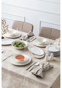 Emsan Frezya 56 Parça 12 Kişilik Bone China Porselen Yuvarlak Yemek Takımı