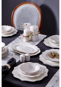 Neva N3243 28 Parça 6 Kişilik Bone China Porselen Yuvarlak Yemek Takımı