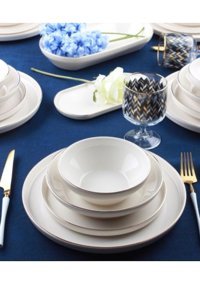 Acar Milenyum 27 Parça Kişilik Stoneware Yuvarlak Yemek Takımı