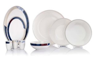 Schafer Adel Motif 56 Parça 12 Kişilik Bone China Porselen Yuvarlak Yemek Takımı