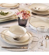 Aryıldız Aria Gold 58 Parça 12 Kişilik Porselen Yuvarlak Yemek Takımı