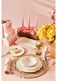 Karaca Daisy Gold Wave Shape 27 Parça 6 Kişilik Porselen Yuvarlak Yemek Takımı