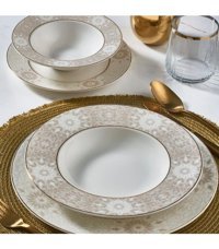 Güral Porselen 6132 85 Parça 12 Kişilik Bone China Porselen Yuvarlak Yemek Takımı