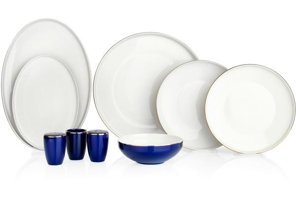 Schafer Adel Navy 56 Parça 12 Kişilik Bone China Porselen Yuvarlak Yemek Takımı