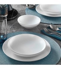 Güral Porselen Atina 12 Parça 4 Kişilik Bone China Porselen Yuvarlak Yemek Takımı