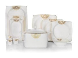 Schafer Alt01 Shf7 60 Parça 12 Kişilik Bone China Porselen Kare Yemek Takımı