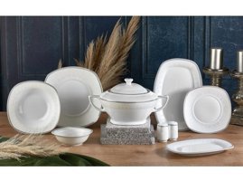 Remetta Rd-816v 60 Parça 12 Kişilik Porselen Kare Yemek Takımı